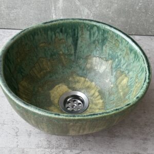 Ręcznie wykonana umywalka ceramiczna " zielony onyks"