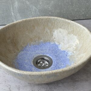 Owalna umywalka ceramiczna rękodzieło dwukolorowa
