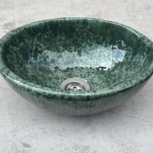 Umywalka ceramiczna ręcznie robiona – zielona, artystyczna umywalka